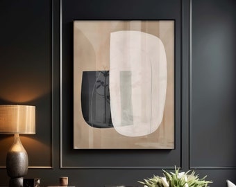 Wabi Sabi Art Print, Japandi Wall Art in Brown Earth tones Black and White