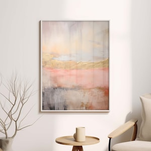 Wabi Sabi Art Print, Japandi Wall Art in Brown Earth tones Pink and Gold