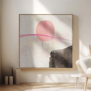 Wabi Sabi and Japandi Extra large wall art, Canvas print, Abstract art in pink, black and earth tones