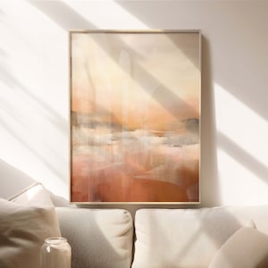 Wabi Sabi Art Print, Japandi Wall Art showing an abstract landscape in Earth tones