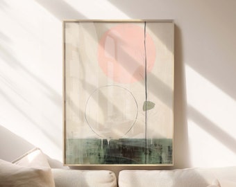 Wabi Sabi Art Print, Japandi  Wall Art in Pink and Sage Green