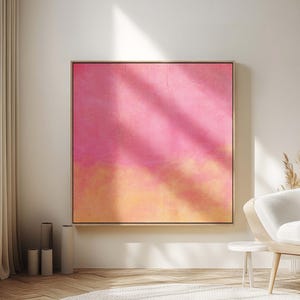 Wabi Sabi and Japandi Extra large wall art, Canvas print, Abstract art in pink and orange