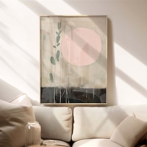 Wabi Sabi Art Print, Japandi Wall Art in Earth tones, Pink and Sage Green