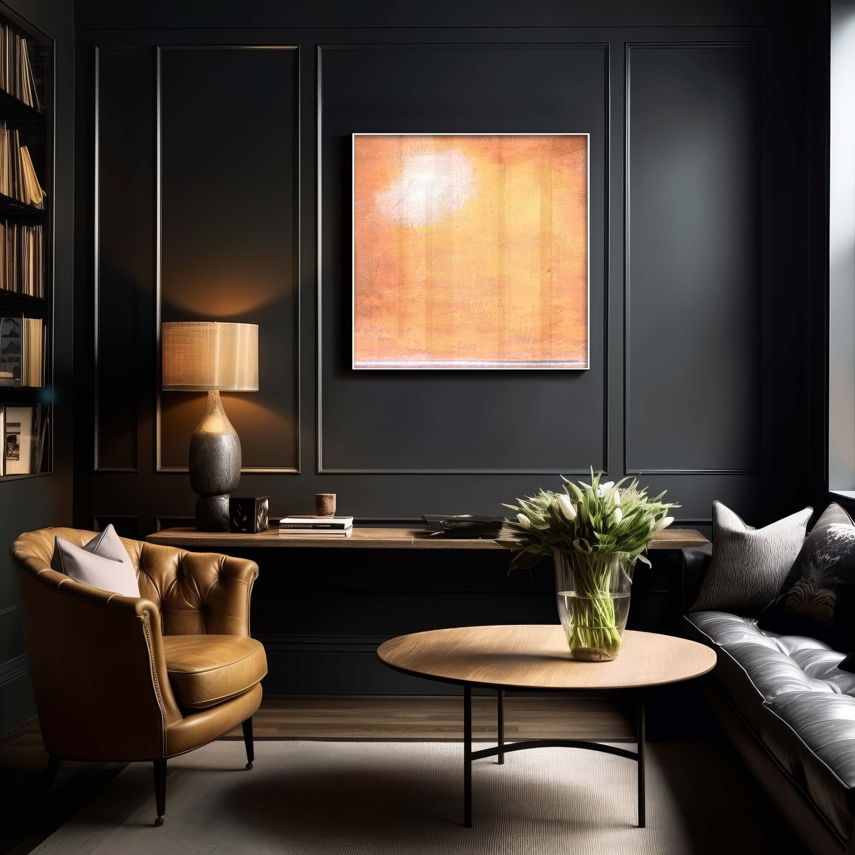 Wabi Sabi Wall Art in an Abstract Minimalist Style: Orange White Yellow ...