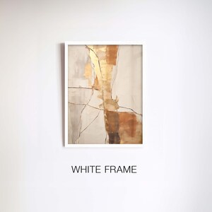 Wabi Sabi Art Print, Japandi Abstract Wall Art and Kintsugi showing an abstract composition in earth tones, orange and gold image 8