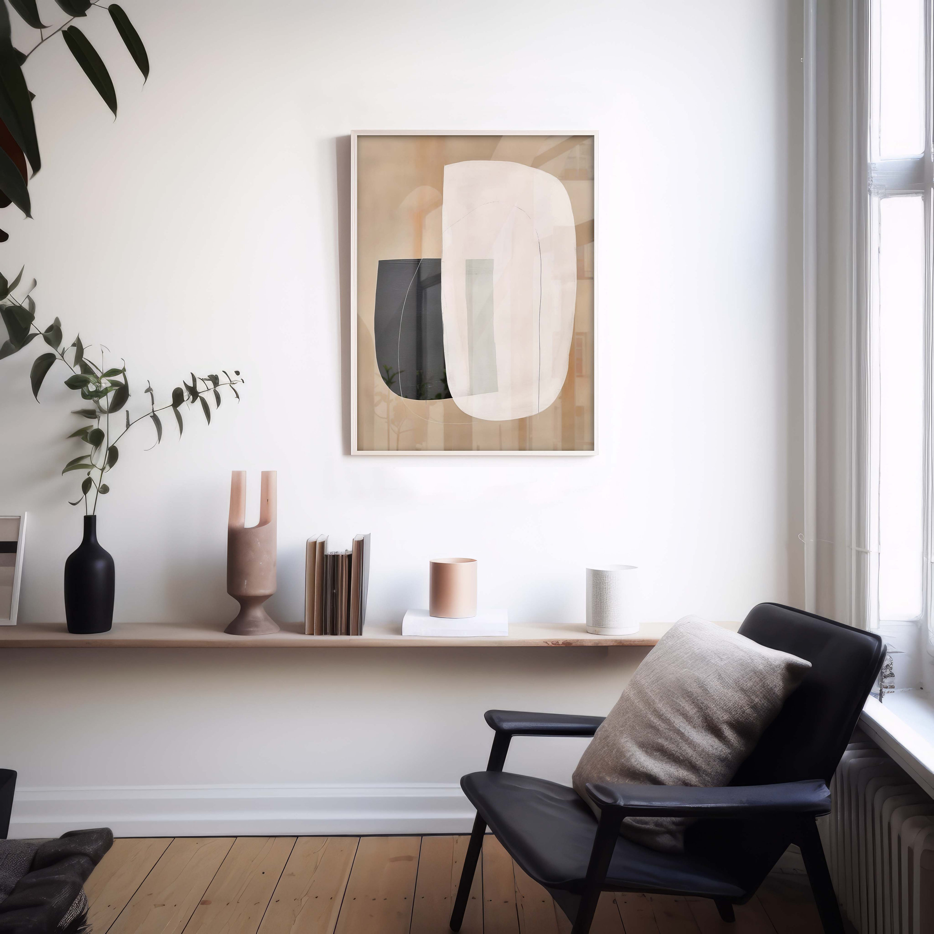 Wabi Sabi Art Print, Japandi Wall Art in Brown Earth Tones Black and ...