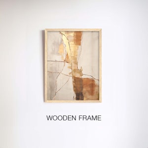 Wabi Sabi Art Print, Japandi Abstract Wall Art and Kintsugi showing an abstract composition in earth tones, orange and gold image 7