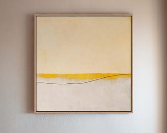 Wabi Sabi Gul Väggkonst — Japandi Abstrakt Canvastavla, Neutral Väggkonst, Minimalistisk Vardagsrumsinredning