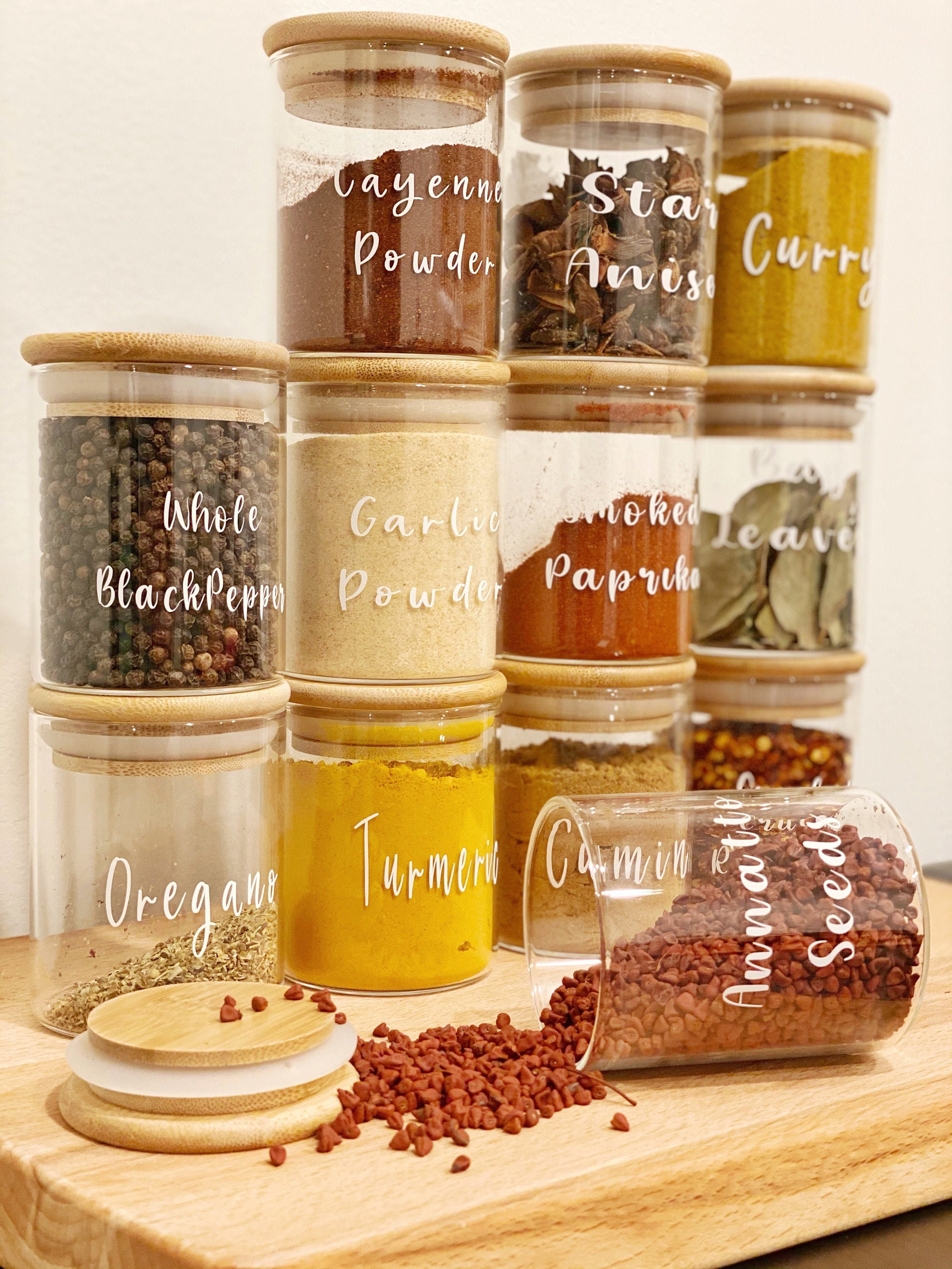 Spice Jars With Labels Custom Spice Labels Glass Jar With Etsy