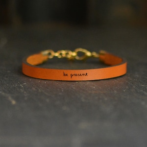 Be Present Mindfulness engraved bracelet Gift