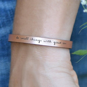 Do Small Things with Great Love Inspirational Engraved Quote Bracelet