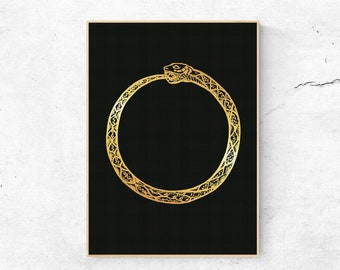 Ouroboros Poster | Black & Gold | Wall Art Print