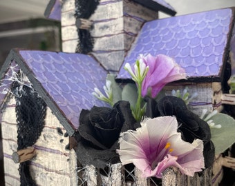 Lilac Haunted (Bird) House Halloween Centerpiece