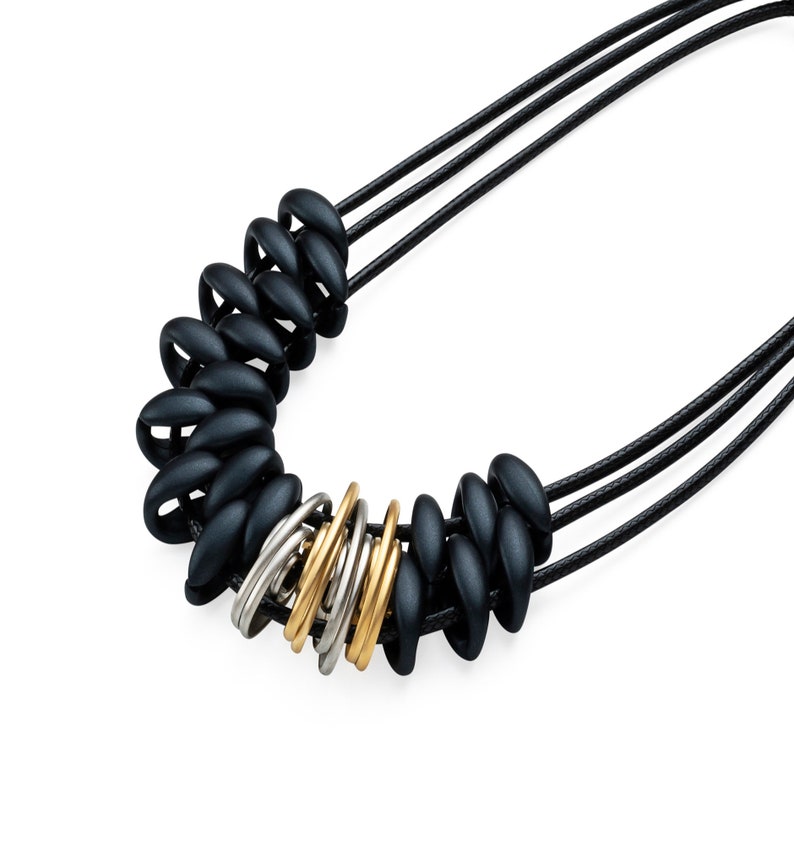 Gold Plated Necklace Modern Statement 24k Gold Plated 925 Silver Plated Spiral Elements With Acrylic Beads 3 Length Cotton Cords Necklace.