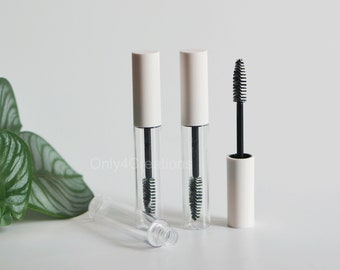 10ml White Eyelash Mascara Brush Tube, DIY Handmade Eye Mascara Brush Container, Brows Growth Lash Serum Castor Oil Bottles, Wholesale