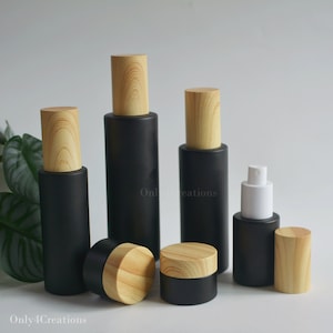 30ml 60ml 80ml 100ml Matte Black Glass Spray Pump Bottle, Serum Lotion Pump Bottle, Cosmetic Packaging Container, Cream Jar, Plastic Cap