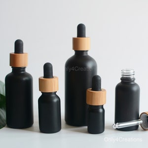 5 ml 15 ml 30 ml 50 ml 100 ml matzwart glas etherische serum kruidenolie druppelflesje, natuurlijke bamboe druppelpipet pipetfles, groothandel