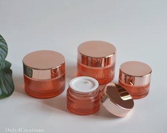15g 50g Rose Red Clear Glass Cosmetic Cream Container Jar Pot, Cosmetic Beauty Packaging, Skin Care Serum Lotion Butter Bottles, Wholesale