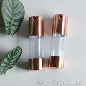 30ml 50ml Refillable Airless Pump Bottle with Rose Gold Lids Travel Lotion Container Plastic Cosmetic Dispenser for Liquid foundation Lotion