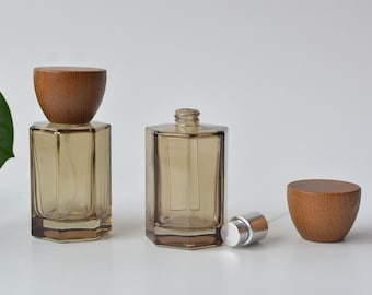 1-200 stks 1 oz 30 ml luxe natuurlijke houten glazen geur parfumflesje, lege geurfles verpakking, schroefdeksel