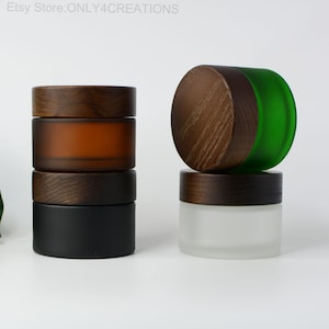 50g Cream Jars New Black Wood Natural Cosmetic Packaging Amber/Black/Green/Frosted Facial Skin Care Container For Man Bulk Order