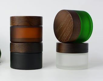 50g Cream Jars New Black Wood Natural Cosmetic Packaging Amber/Black/Green/Frosted Facial Skin Care Container For Man Bulk Order