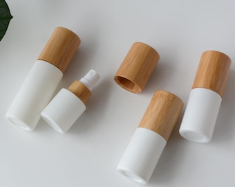 1-1000 stks 20 ml 30 ml 50 ml 60 ml 80 ml 100 ml natuurlijke bamboe houten mat wit glas fijne nevel spray fles, schoonheid huidverzorging toner spray fles
