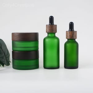 Natural Cosmetic Packaging Frosted Green Jar /Dropper Bottle For Cosmetic Packaging 5ml-100ml For Essential Oil Lip Balm Oil Container Bulk
