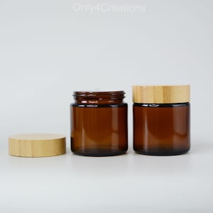100g New Cream Jar Natural Bmaboo Cap Clear Amber Glass Custom Logo Cosmetic Jars Glass Comstic Jar Cosmetic Container With Bamboo Lid