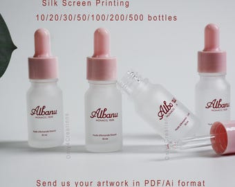 Gepersonaliseerde logo-opdruk 5ml 10ml 15ml 20ml 30ml 50ml 100ml Matglazen roze serumdruppelflesje voor essentiële olie, geschikt voor samples, huidolie