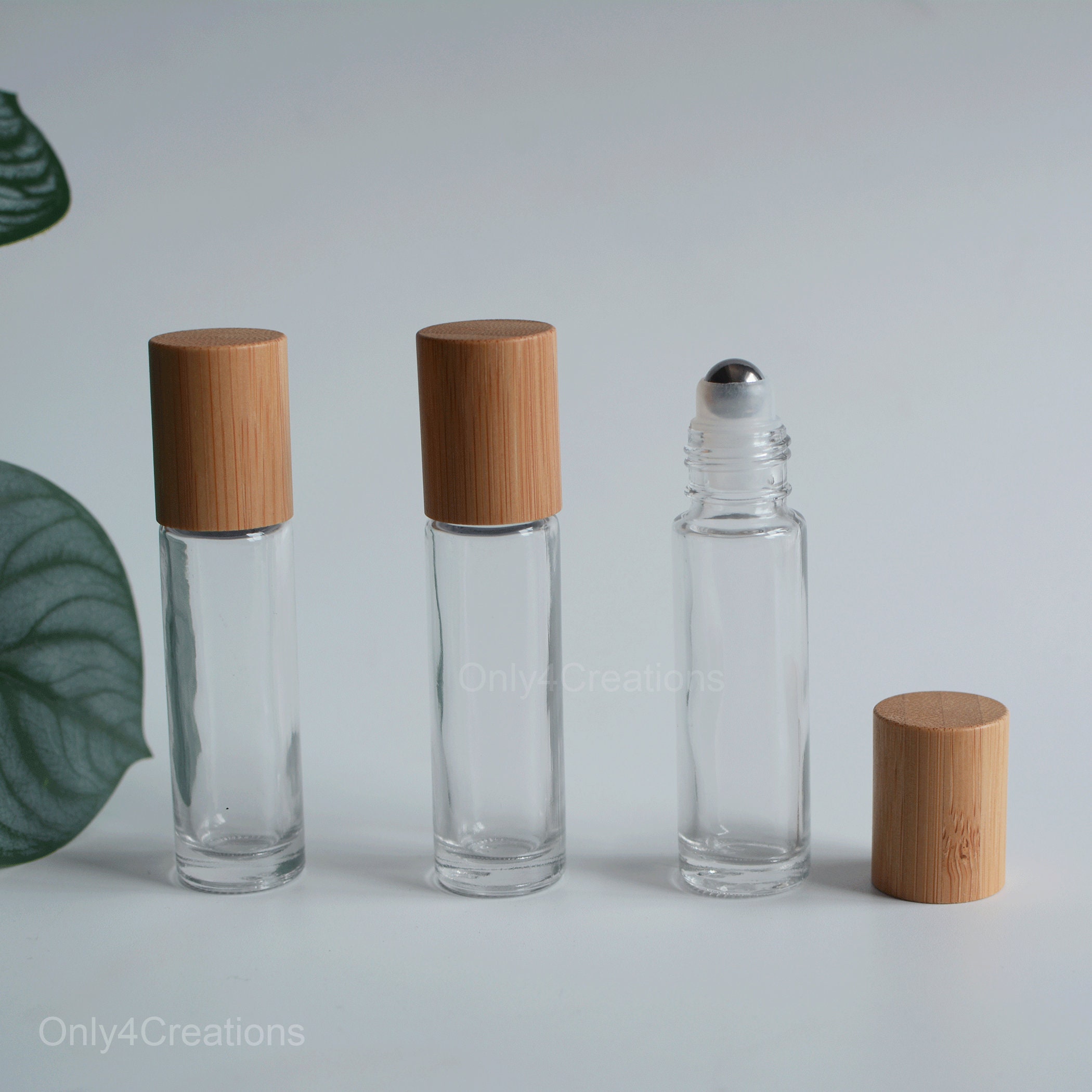 10ml Clear Glass Roller Bottles Natural Bamboo Wooden Roller Etsy