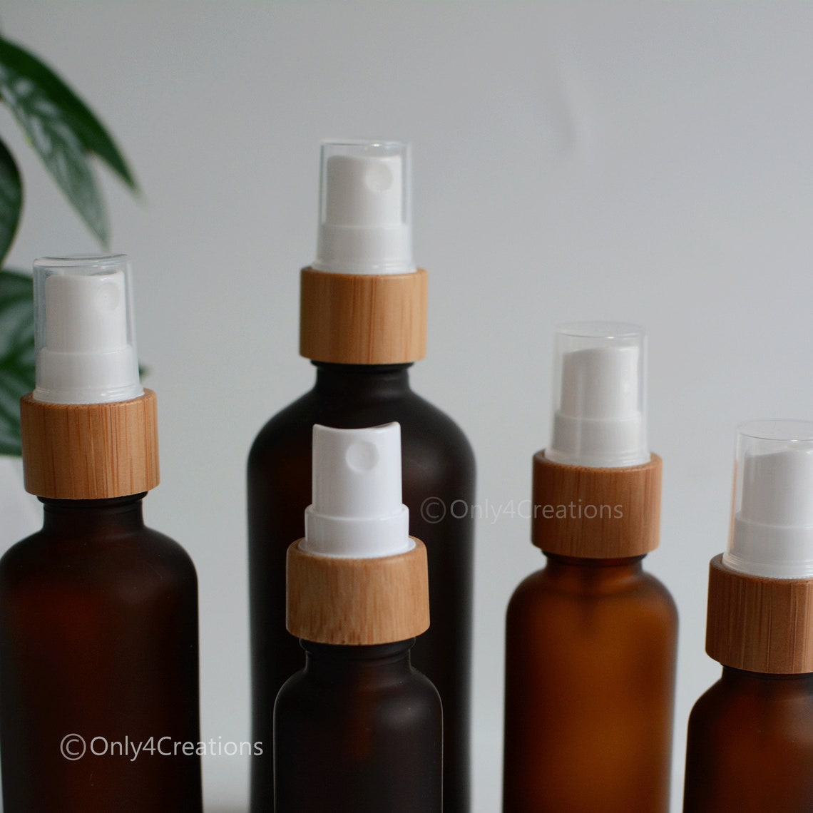 5ml100ml Frosted Amber Glass Spray Bottles Natural Bamboo Etsy