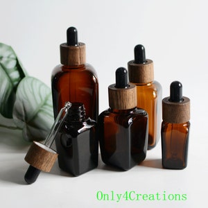 10 ~ 100ml Contagocce di vetro ambrato quadrato Bottiglie di olio essenziale Bottiglie di contagocce liquido per occhi Bottiglie di tintura con contagocce Bottiglie di vetro ambrato