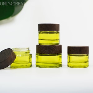 5g 15g 30g 50g 100g Empty Bamboo Wooden Printing Empty Cream Jar Container,Oliver Green Glass Beauty Cosmetic Packaging, Wholesale