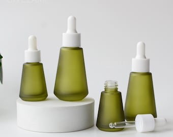 1-1000 stks 15 ml 30 ml 1 oz mat olijfgroen glas etherische olie druppelflesje, DIY handgemaakte huidverzorging haarolie verpakking fles