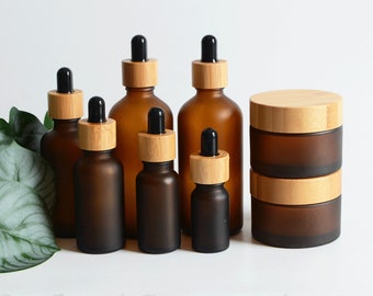 50g Amber Glass Cream Jar 5ml 10ml 30ml 50ml 100ml Essential Oil Perfume Dropper Bottle Cosmetic Container Frosted Glass Cosmetic P