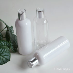 300ml 10oz White Clear PET Plastic Shampoo Bottle, Bath Soap Bottle White Disc Cap, Hand Wash Soap Dispenser, Wholesale