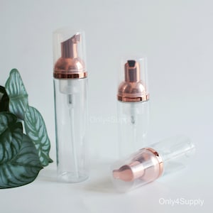 30ml 60ml 80ml 100ml Clear Foaming Pump Bottle, Skin Care Rose Gold Mousse Foamer Bottle, Facial Eyelash Nail Cleanser Foam Pump Bottle Bulk