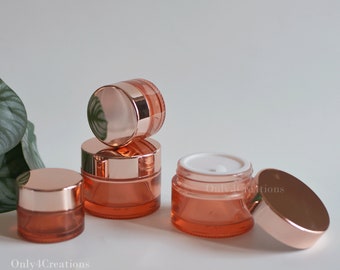 15g 50g Rose Red Clear Glass Cosmetic Cream Container Jar Pot, Cosmetic Beauty Packaging, Skin Care Serum Lotion Butter Bottles, Wholesale