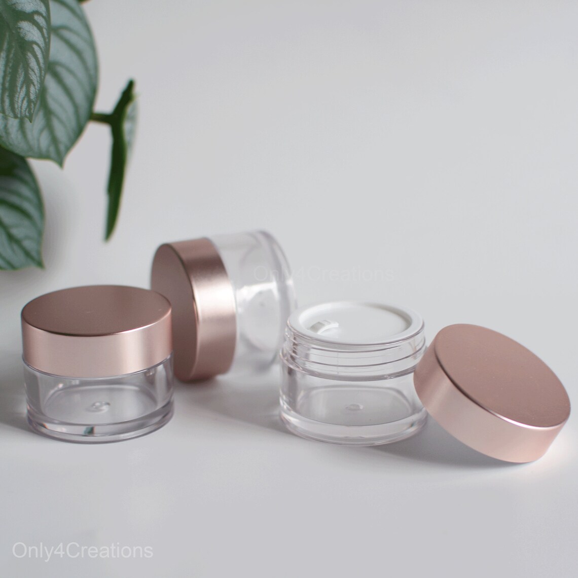 15g 0.5oz Mini Rose Gold Clear Cream Jar Container Plastic Etsy