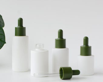 1-1000 stks 20 ml 30 ml 50 ml 60 ml 80 ml 100 ml mat wit glazen fles serum olie, cosmetische schoonheid huidverzorging fles, mat groene druppelflesje