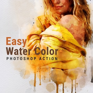 簡単な水彩画 Photoshop アクション、簡単なアートワーク、スタイリッシュなデジタル ペインティング、簡単な Photoshop アクション、水彩画効果、Photoshop アクション
