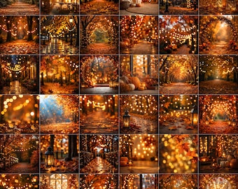 125 Autumn Bokeh Lights Digital Backdrops : Fall Photo Backgrounds ( JPG Digital Download)