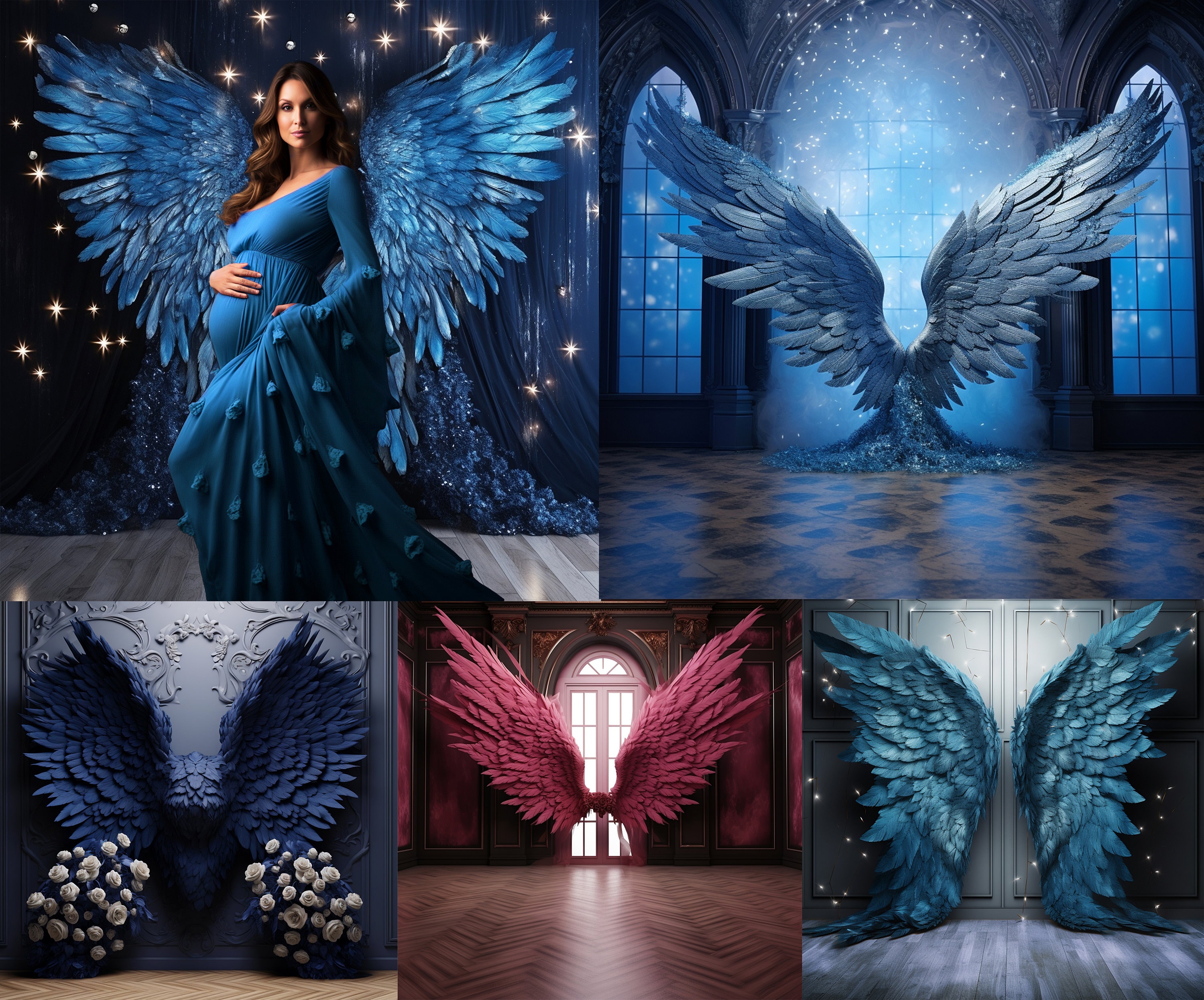 Angel Wings Digital Backdrops: Maternity Photography Overlays (100 JPG ...