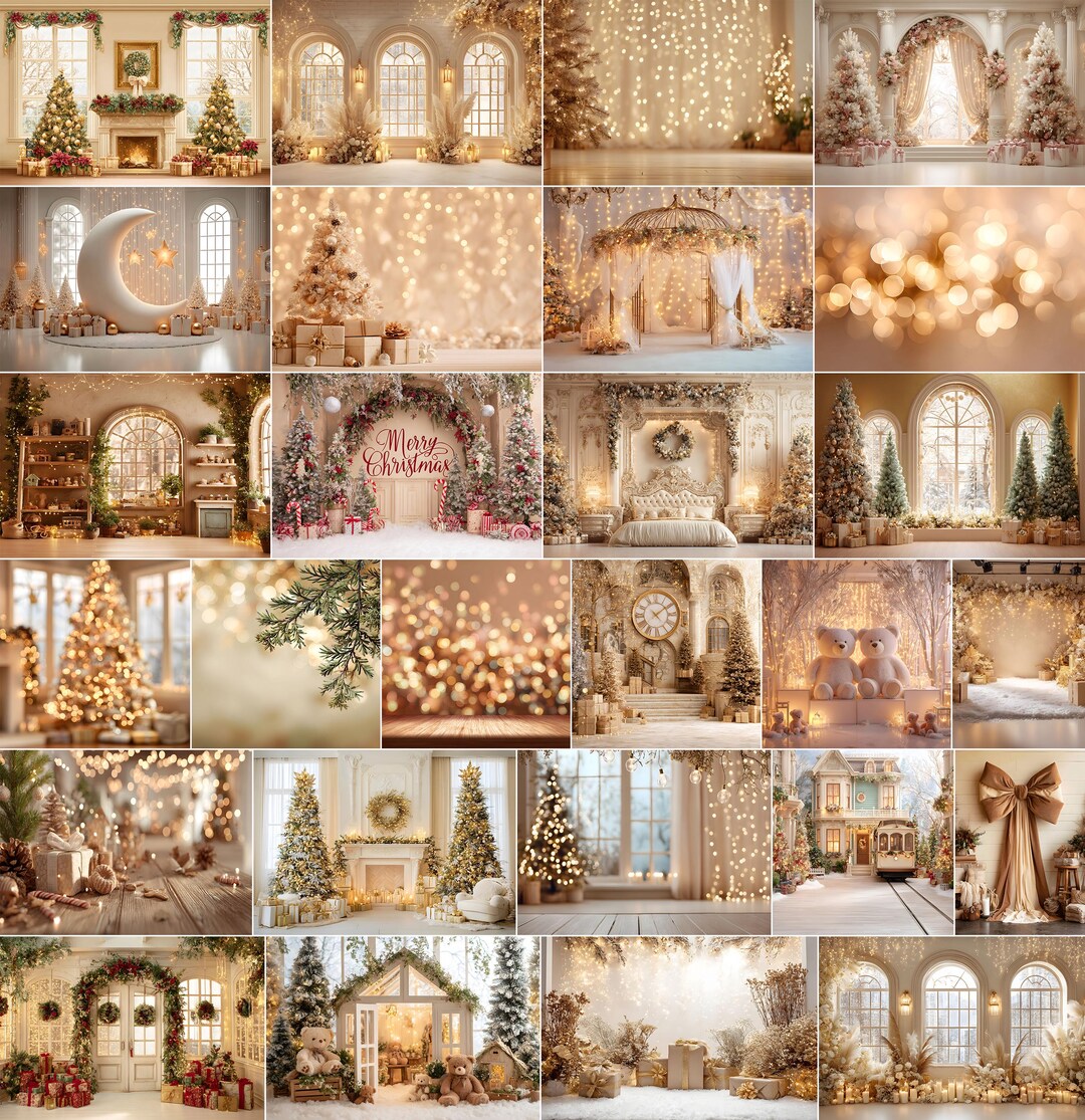 130 BEIGE Christmas Digital Backdrops: Festive Holiday Photography ...
