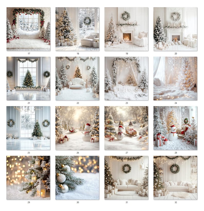 110 White Christmas Digital Backdrops: Festive Holiday Photography ...