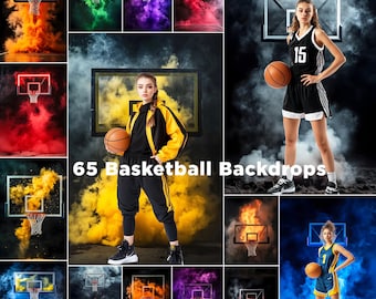 65 fondos digitales de baloncesto con humo: fondos para fotografía deportiva (JPG 300 DPI)