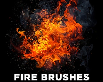 Pinceles de Photoshop de fuego realista: Efectos de llama, arte digital (archivos ABR)