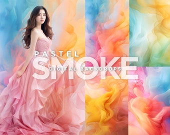 Pastel Smoke Digital Backdrops: Ethereal Photography Overlays (JPG File, 300 DPI)