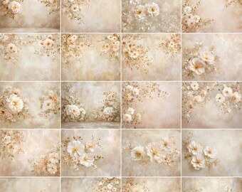 35 BEIGE Floral Texture Digital Backdrops: Photoshop Textures (JPG File, 6000x4753 Pixels)